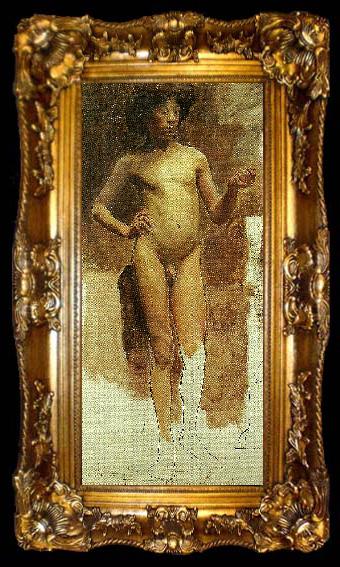 framed  Carl Wilhelmson studie av naken manlig modell, ta009-2